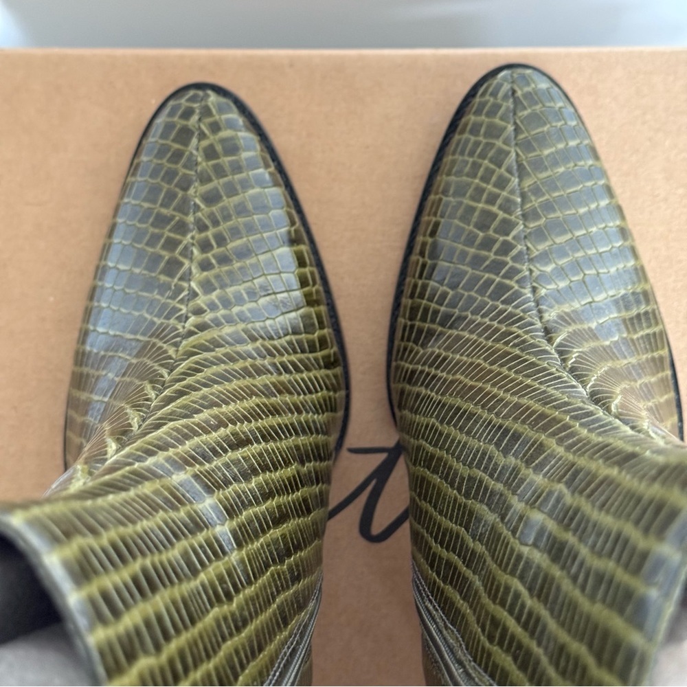 Matisse ECLAIR Green Leather Crocodile-Embossed Heeled Bootie 8.5‎ M - Picture 14 of 15
